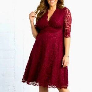 Kiyonna Womens Special Occasion Lace Coctail dress